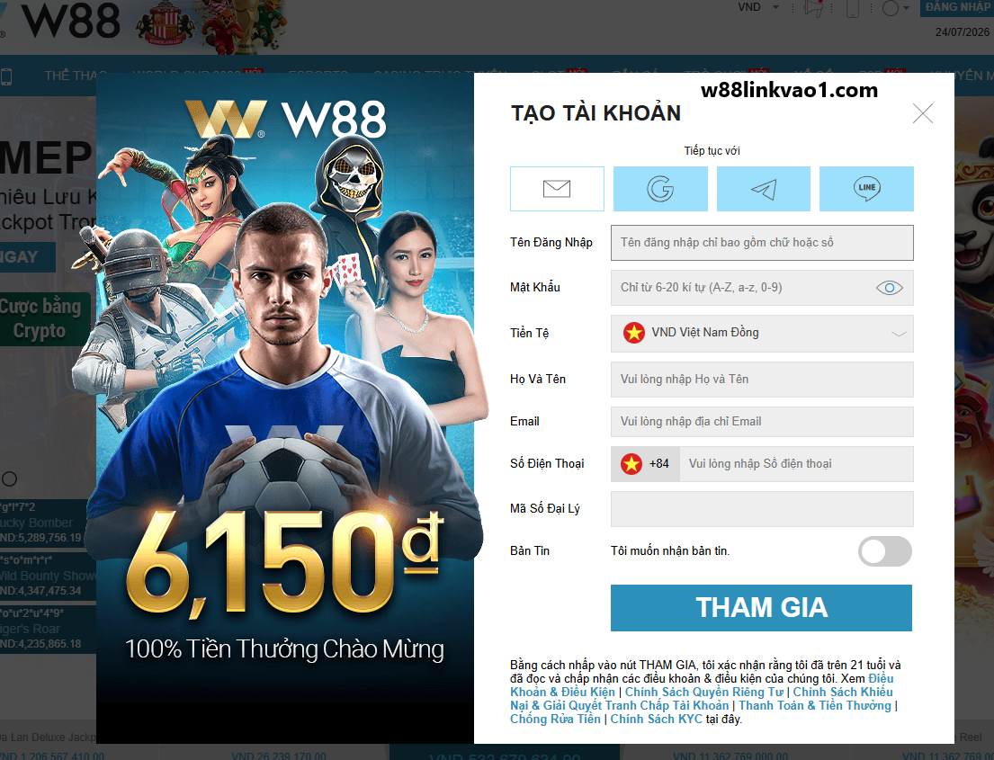 Quy trình đăng ký tài khoản W88 đơn giản, siêu nhanh chóng 